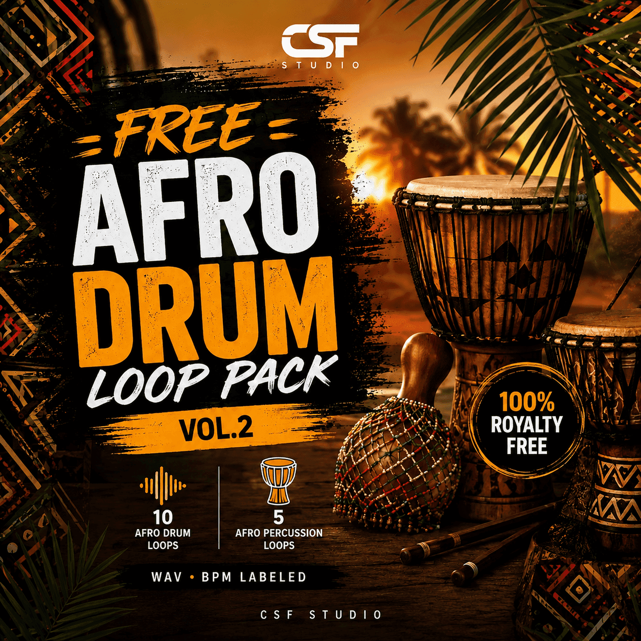 FREE AFRO DRUM LOOP PACK VOL.2 | 10 Afro Drum Loops + 5 Afro Percussion Loops | CSF Studio